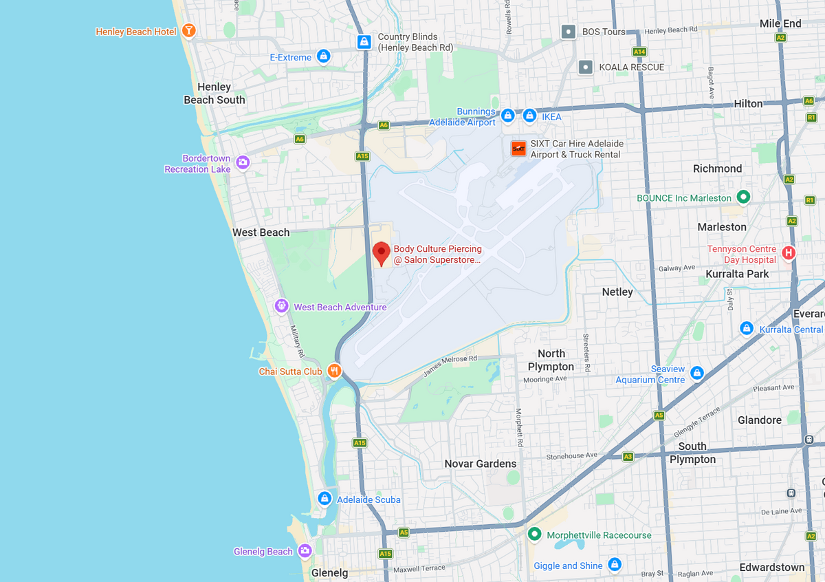 Map showing Body Culture Piercing inside Salon Superstore at Harbour Town Adelaide
